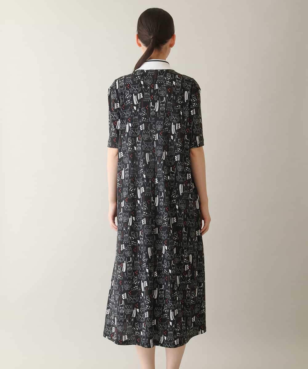 RSPGA10540 TRUNK HIROKO KOSHINO(ヒロココシノ) モチーフ総柄プリントワンピース /日本製/洗える ブラック