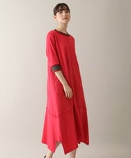 RSPGA16430 TRUNK HIROKO KOSHINO(ヒロココシノ) シアーラインリブアクセントワンピース /日本製/洗える ピンク