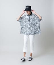 RSPGB05360 TRUNK HIROKO KOSHINO(ヒロココシノ) 幾何柄プリントポロチュニック /洗える ダークグレー