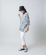 RSPGB05360 TRUNK HIROKO KOSHINO(ヒロココシノ) 幾何柄プリントポロチュニック /洗える ダークグレー