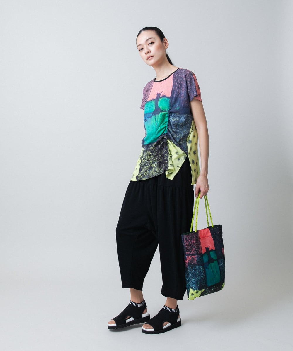 RSPGB12430 TRUNK HIROKO KOSHINO(ヒロココシノ) ネコモチーフアートプリントチュニック/日本製/洗える ピンク