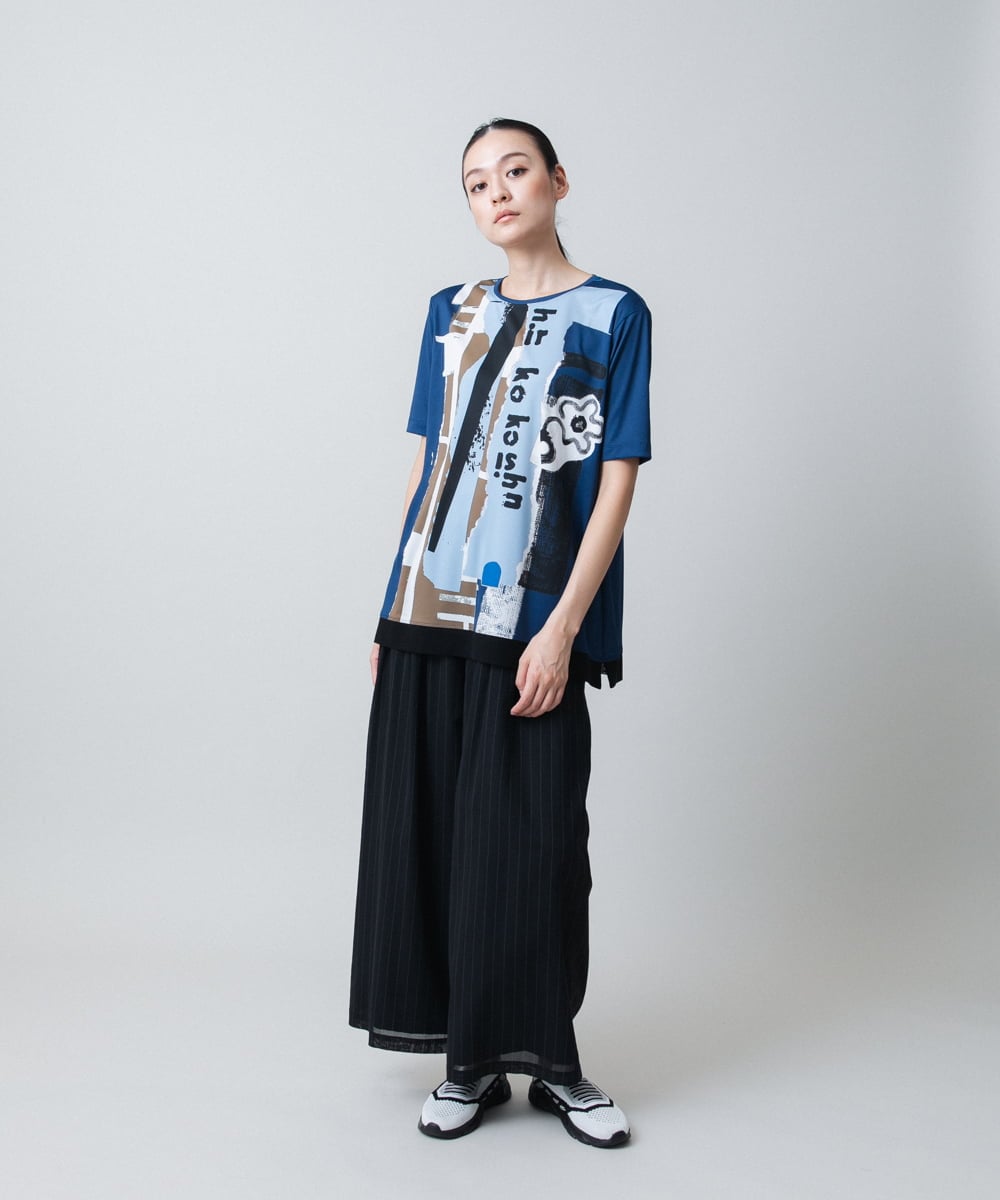 RSPGC72300 TRUNK HIROKO KOSHINO(ヒロココシノ) 【WEB/京王百貨店新宿店限定】コラージュプリントデザインプルオーバー/日本製/洗える ネイビー