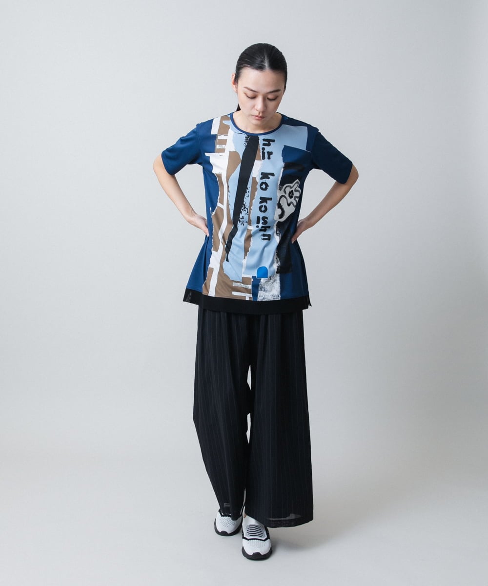 RSPGC72300 TRUNK HIROKO KOSHINO(ヒロココシノ) 【WEB/京王百貨店新宿店限定】コラージュプリントデザインプルオーバー/日本製/洗える ネイビー