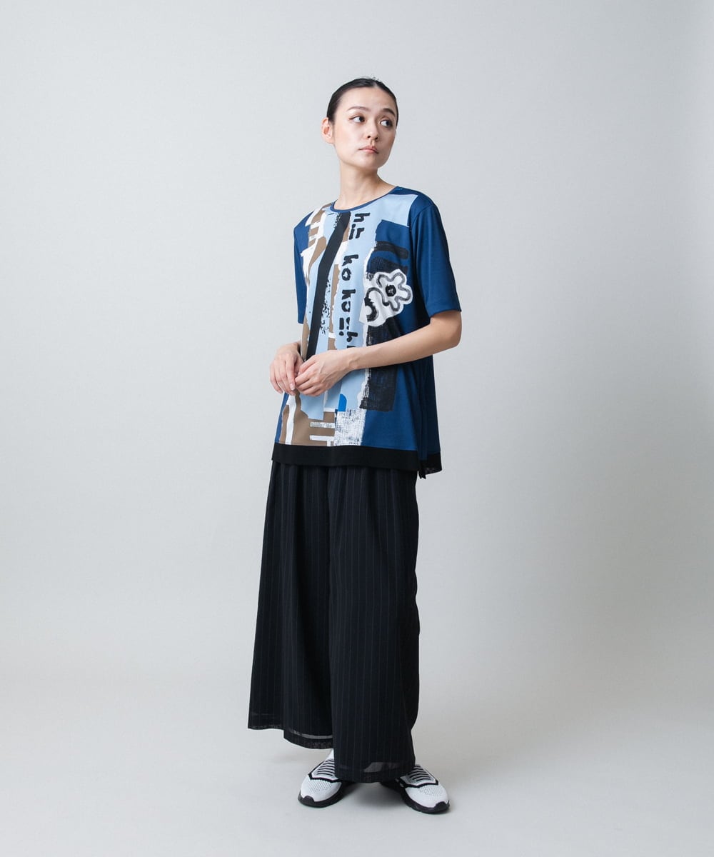 RSPGC72300 TRUNK HIROKO KOSHINO(ヒロココシノ) 【WEB/京王百貨店新宿店限定】コラージュプリントデザインプルオーバー/日本製/洗える ネイビー