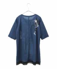 RSPGC72300 TRUNK HIROKO KOSHINO(ヒロココシノ) 【WEB/京王百貨店新宿店限定】コラージュプリントデザインプルオーバー/日本製/洗える ネイビー