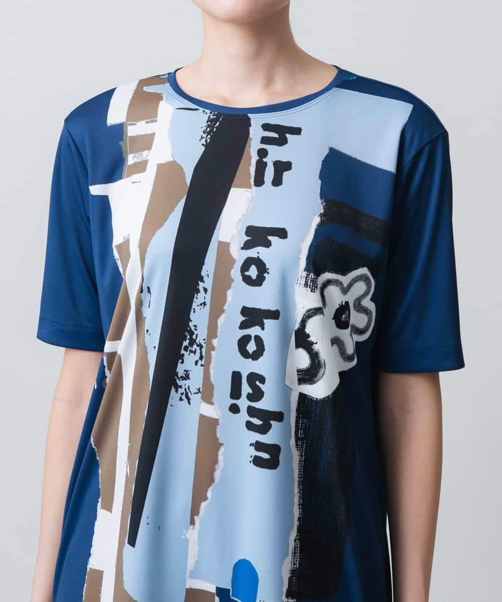 RSPGC72300 TRUNK HIROKO KOSHINO(ヒロココシノ) 【WEB/京王百貨店新宿店限定】コラージュプリントデザインプルオーバー/日本製/洗える ネイビー