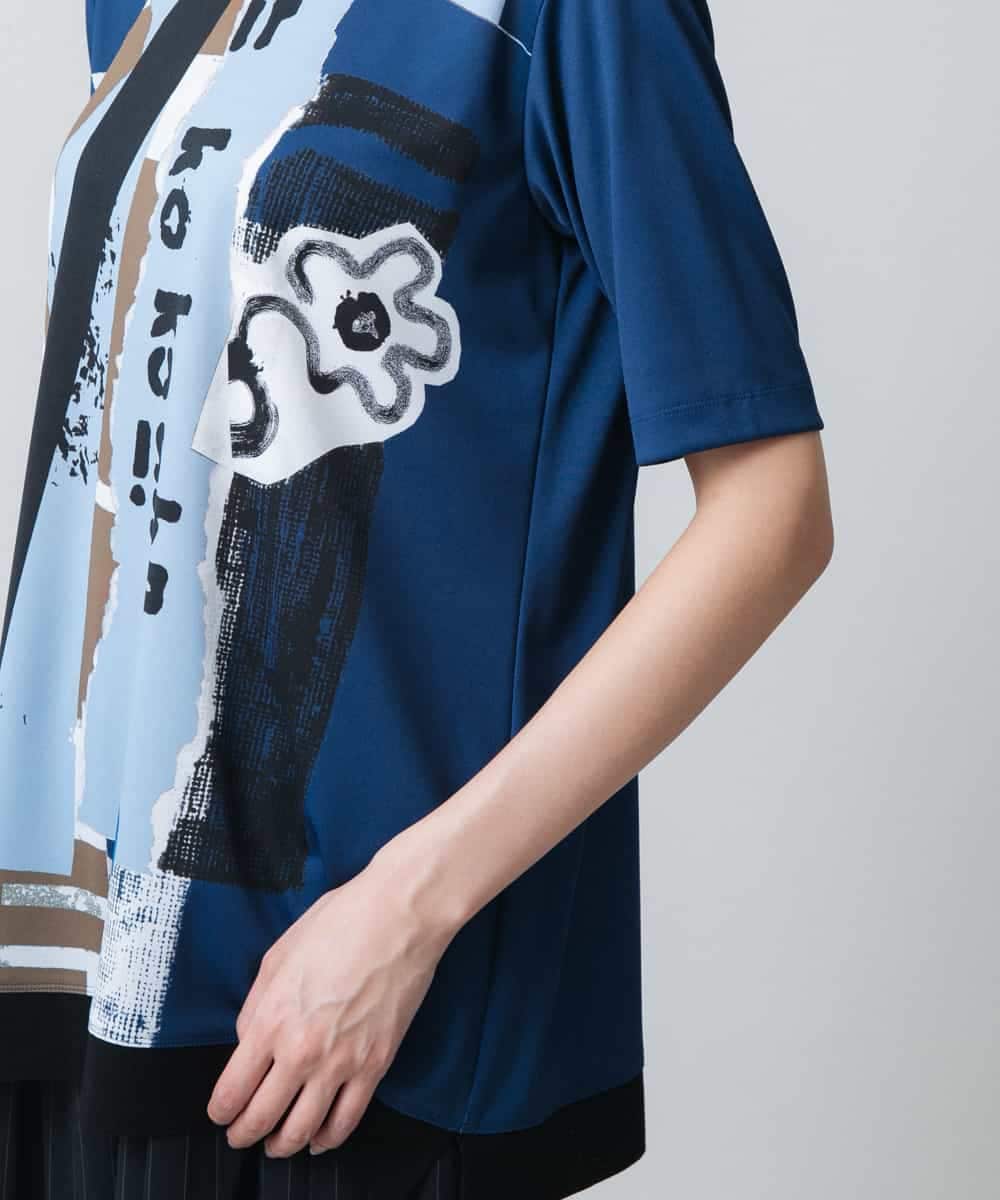 RSPGC72300 TRUNK HIROKO KOSHINO(ヒロココシノ) 【WEB/京王百貨店新宿店限定】コラージュプリントデザインプルオーバー/日本製/洗える ネイビー