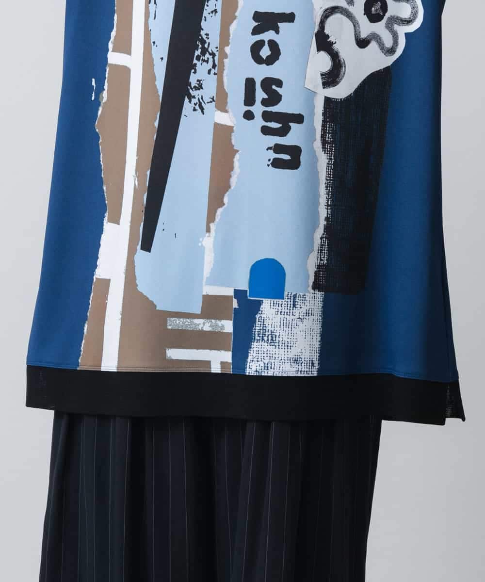 RSPGC72300 TRUNK HIROKO KOSHINO(ヒロココシノ) 【WEB/京王百貨店新宿店限定】コラージュプリントデザインプルオーバー/日本製/洗える ネイビー