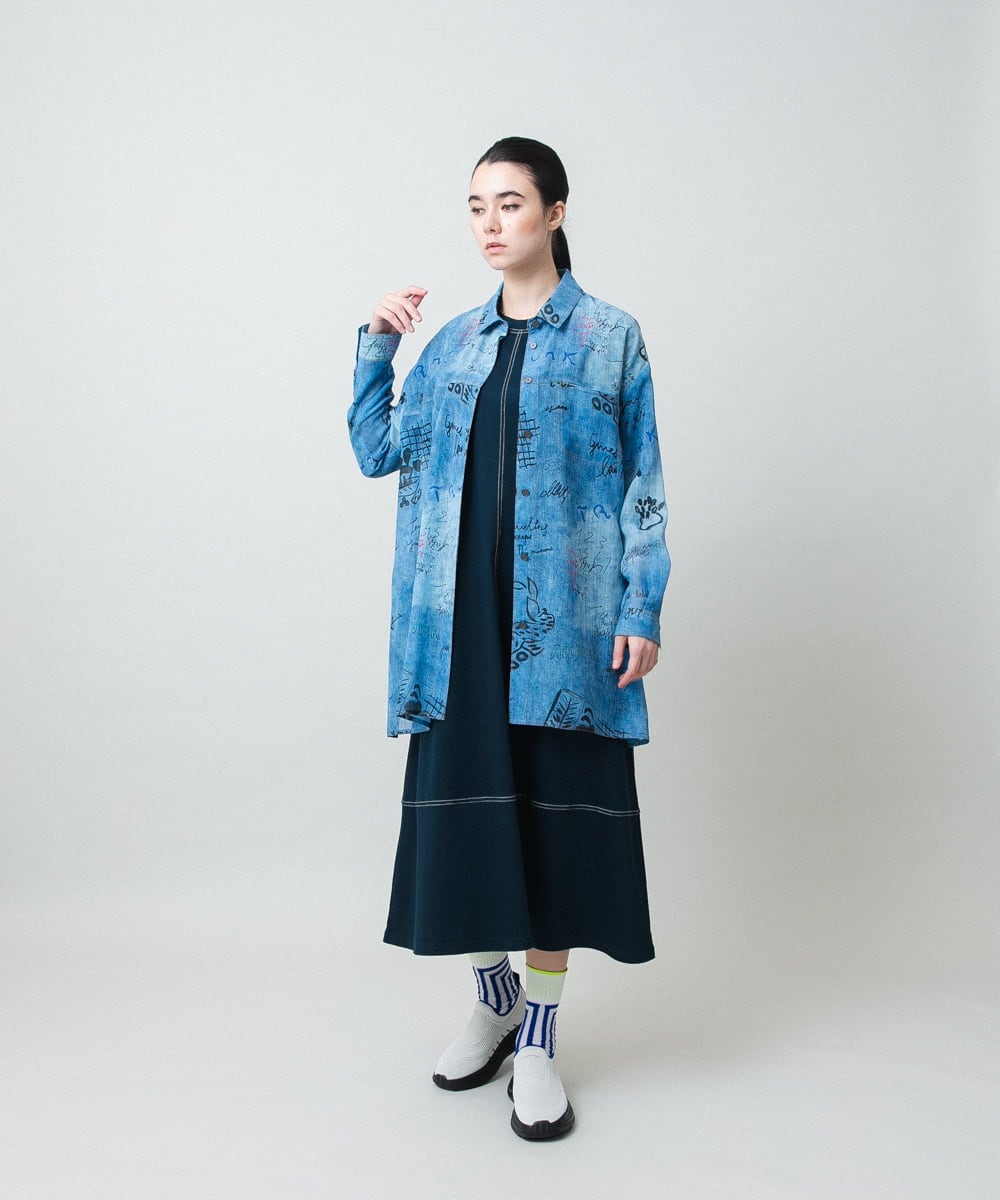 RSPGD17390 TRUNK HIROKO KOSHINO(ヒロココシノ) コットンジャージーラグランワンピース/洗える ネイビー