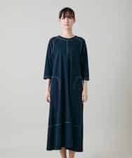 RSPGD17390 TRUNK HIROKO KOSHINO(ヒロココシノ) コットンジャージーラグランワンピース/洗える ネイビー