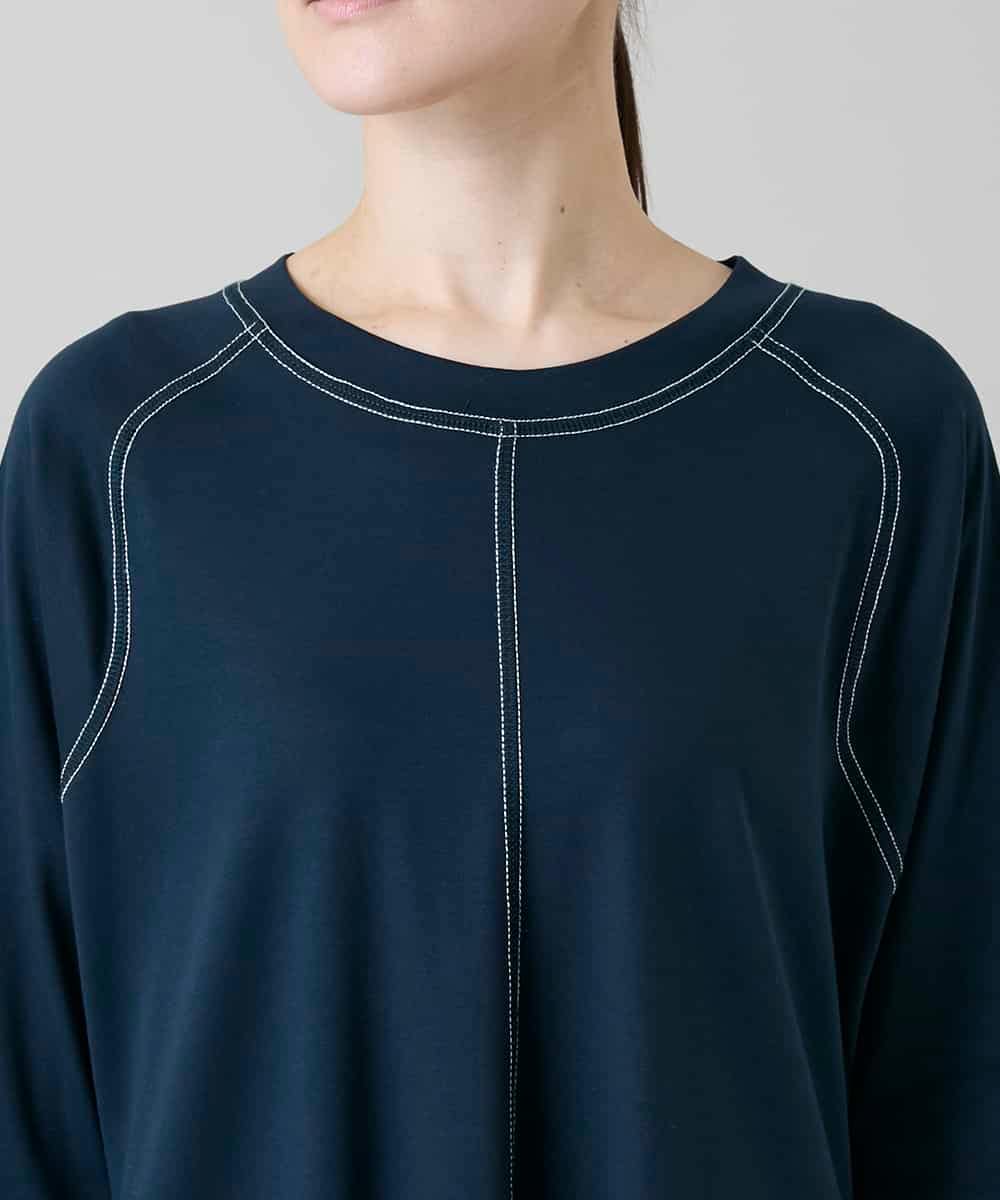 RSPGD17390 TRUNK HIROKO KOSHINO(ヒロココシノ) コットンジャージーラグランワンピース/洗える ネイビー