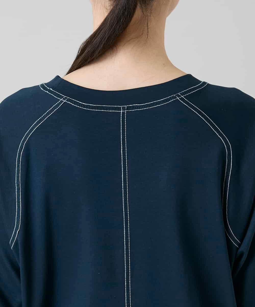 RSPGD17390 TRUNK HIROKO KOSHINO(ヒロココシノ) コットンジャージーラグランワンピース/洗える ネイビー