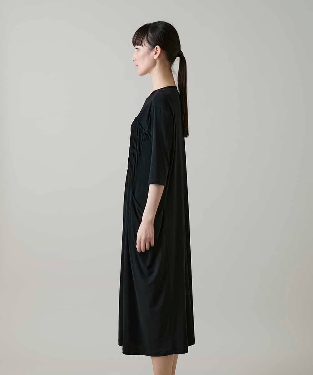 RSPGF51490 TRUNK HIROKO KOSHINO(ヒロココシノ) ギャザーアウトポケットワンピース ブラック