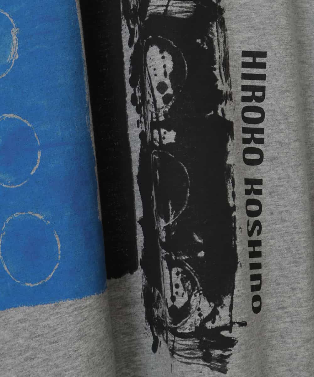 RSPGR25300 TRUNK HIROKO KOSHINO(ヒロココシノ) 【洗濯機で洗える/日本製】イレギュラーヘムグラフィックTシャツ グレー