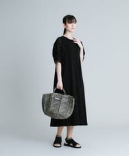 RSPGU11400 TRUNK HIROKO KOSHINO(ヒロココシノ) 【洗える/日本製】ドットレースボリュームスリーブワンピース ブラック