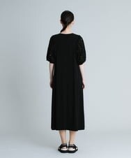 RSPGU11400 TRUNK HIROKO KOSHINO(ヒロココシノ) 【洗える/日本製】ドットレースボリュームスリーブワンピース ブラック