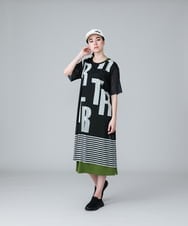 RSPGW10390 TRUNK HIROKO KOSHINO(ヒロココシノ) シースルーロゴプリントワンピース/洗える ブラック