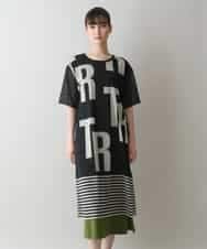 RSPGW10390 TRUNK HIROKO KOSHINO(ヒロココシノ) シースルーロゴプリントワンピース/洗える ブラック
