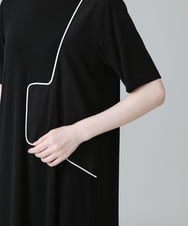 RSPGX31390 TRUNK HIROKO KOSHINO(ヒロココシノ) パイピング切り替えデザインワンピース /日本製/洗える ブラック