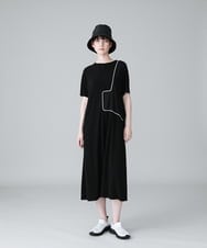 RSPGX31390 TRUNK HIROKO KOSHINO(ヒロココシノ) パイピング切り替えデザインワンピース /日本製/洗える ブラック