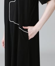 RSPGX31390 TRUNK HIROKO KOSHINO(ヒロココシノ) パイピング切り替えデザインワンピース /日本製/洗える ブラック