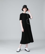 RSPGX31390 TRUNK HIROKO KOSHINO(ヒロココシノ) パイピング切り替えデザインワンピース /日本製/洗える ブラック