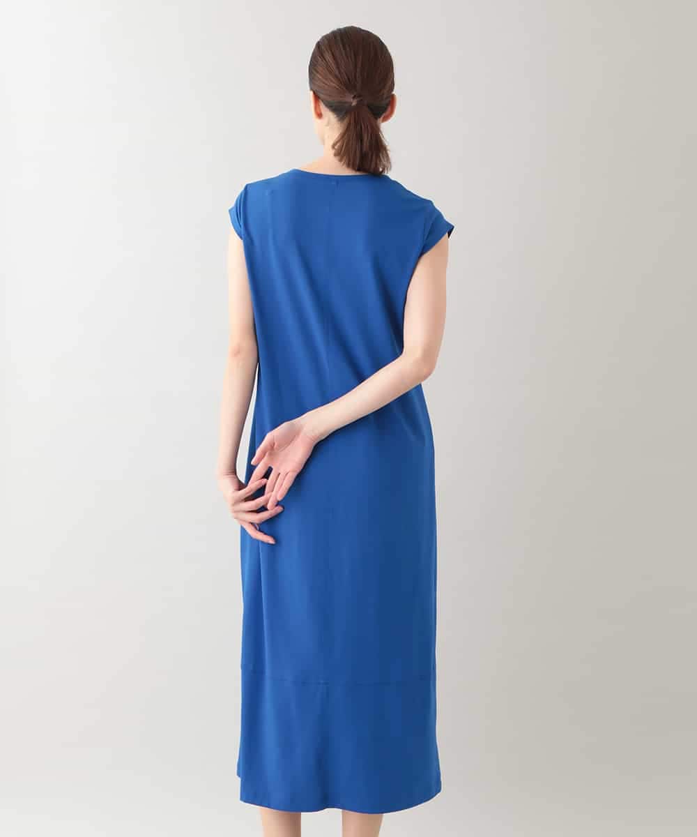 RSPHB09290 TRUNK HIROKO KOSHINO(ヒロココシノ) ロゴアクセントジャージーワンピース/洗える ブルー