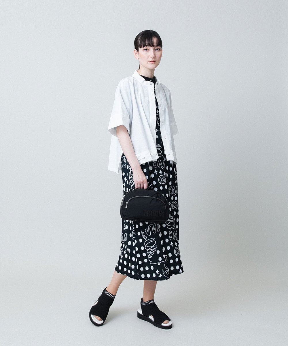 RSPHB19590 TRUNK HIROKO KOSHINO(ヒロココシノ) 【ベージュ：WEB/京王百貨店新宿店限定カラー】幾何ドット柄プリントワンピース/日本製/洗濯機で洗える ブラック