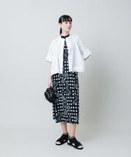 RSPHB19590 TRUNK HIROKO KOSHINO(ヒロココシノ) 【ベージュ：WEB/京王百貨店新宿店限定カラー】幾何ドット柄プリントワンピース/日本製/洗濯機で洗える ブラック