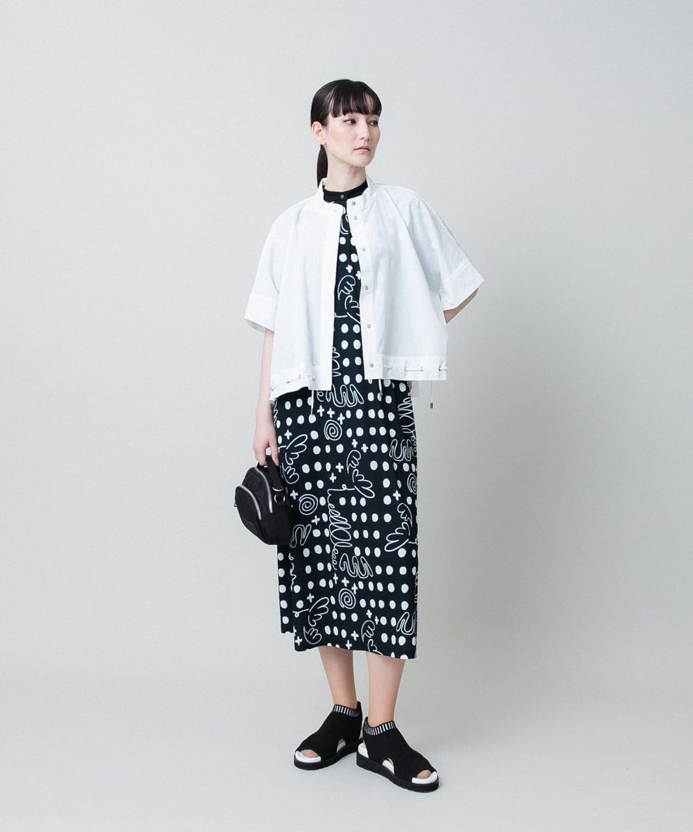 RSPHB19590 TRUNK HIROKO KOSHINO(ヒロココシノ) 【ベージュ：WEB/京王百貨店新宿店限定カラー】幾何ドット柄プリントワンピース/日本製/洗濯機で洗える ブラック
