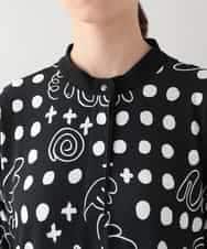 RSPHB19590 TRUNK HIROKO KOSHINO(ヒロココシノ) 【ベージュ：WEB/京王百貨店新宿店限定カラー】幾何ドット柄プリントワンピース/日本製/洗濯機で洗える ブラック