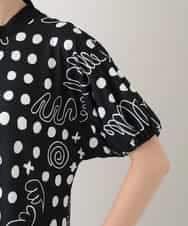 RSPHB19590 TRUNK HIROKO KOSHINO(ヒロココシノ) 【ベージュ：WEB/京王百貨店新宿店限定カラー】幾何ドット柄プリントワンピース/日本製/洗濯機で洗える ブラック