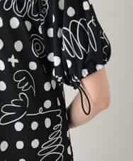 RSPHB19590 TRUNK HIROKO KOSHINO(ヒロココシノ) 【ベージュ：WEB/京王百貨店新宿店限定カラー】幾何ドット柄プリントワンピース/日本製/洗濯機で洗える ブラック