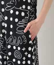 RSPHB19590 TRUNK HIROKO KOSHINO(ヒロココシノ) 【ベージュ：WEB/京王百貨店新宿店限定カラー】幾何ドット柄プリントワンピース/日本製/洗濯機で洗える ブラック