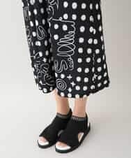 RSPHB19590 TRUNK HIROKO KOSHINO(ヒロココシノ) 【ベージュ：WEB/京王百貨店新宿店限定カラー】幾何ドット柄プリントワンピース/日本製/洗濯機で洗える ブラック