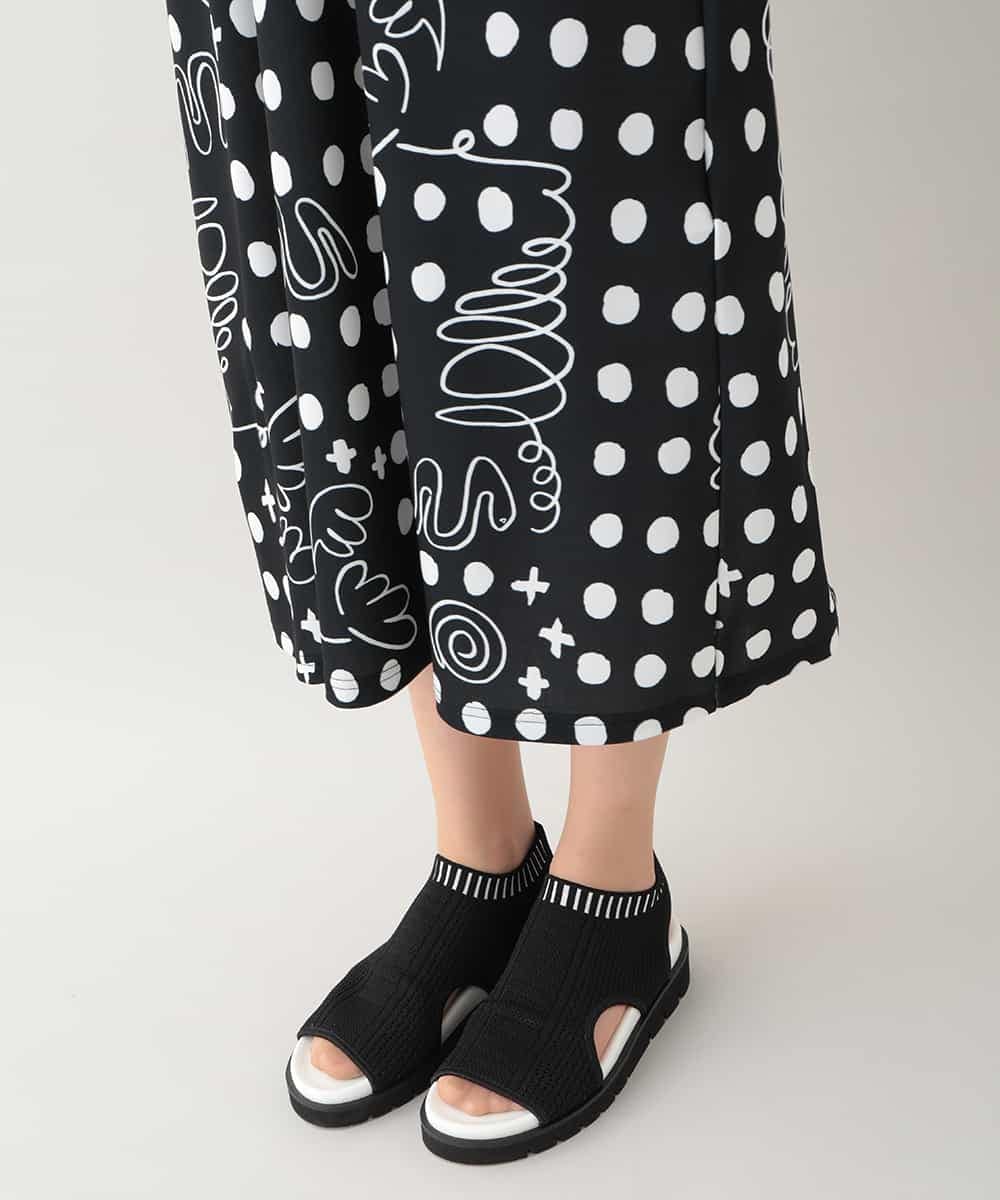 RSPHB19590 TRUNK HIROKO KOSHINO(ヒロココシノ) 【ベージュ：WEB/京王百貨店新宿店限定カラー】幾何ドット柄プリントワンピース/日本製/洗濯機で洗える ブラック