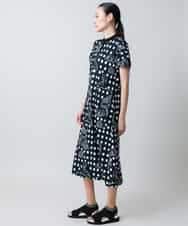 RSPHB19590 TRUNK HIROKO KOSHINO(ヒロココシノ) 幾何ドット柄プリントワンピース/日本製/洗濯機で洗える ブラック