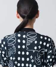 RSPHB19590 TRUNK HIROKO KOSHINO(ヒロココシノ) 幾何ドット柄プリントワンピース/日本製/洗濯機で洗える ブラック