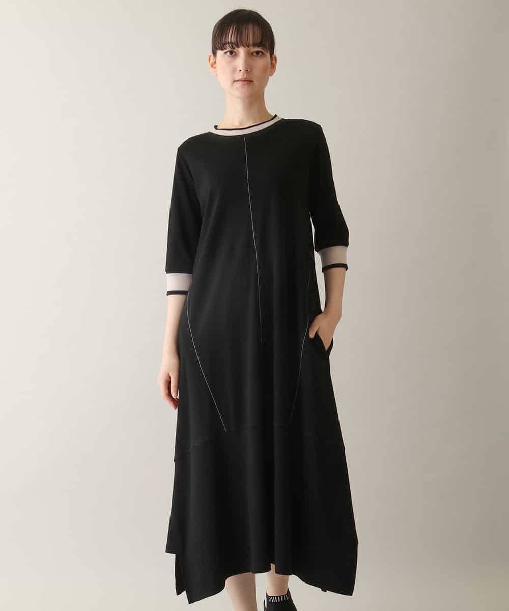 RSPHC16430 TRUNK HIROKO KOSHINO シアーラインリブアクセントワンピース /日本製/洗える