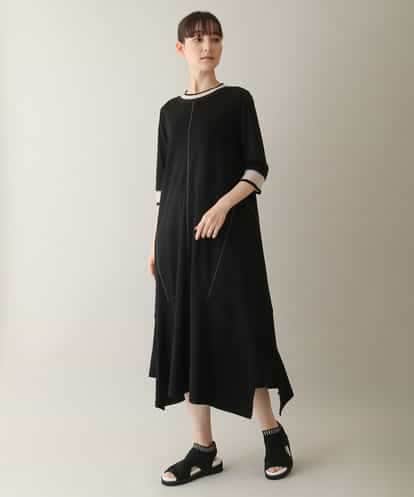 RSPHC16430 TRUNK HIROKO KOSHINO シアーラインリブアクセントワンピース /日本製/洗える
