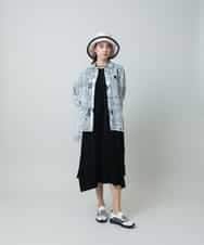 RSPHC16430 TRUNK HIROKO KOSHINO(ヒロココシノ) シアーラインリブアクセントワンピース /日本製/洗える ブラック