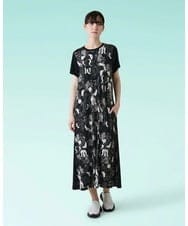 ルーム柄プリントブロッキングワンピース/日本製/洗える(ワンピース