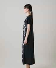 RSPHE18630 TRUNK HIROKO KOSHINO(ヒロココシノ) ルーム柄プリントブロッキングワンピース/日本製/洗える ブラック