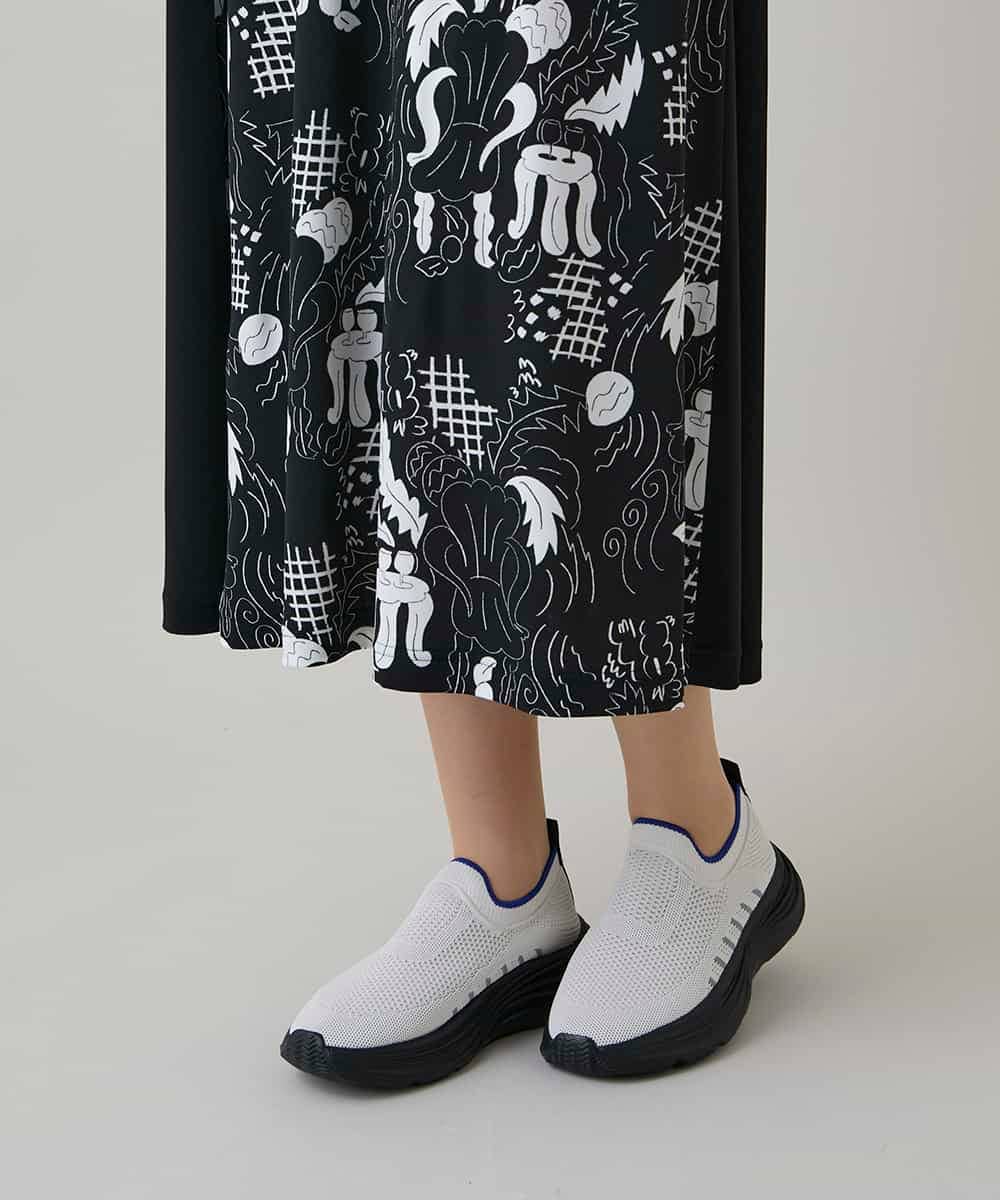 RSPHE18630 TRUNK HIROKO KOSHINO(ヒロココシノ) ルーム柄プリントブロッキングワンピース/日本製/洗える ブラック
