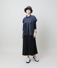 RSPHE23490 TRUNK HIROKO KOSHINO(ヒロココシノ) アートイラストグリッタープリントワンピース/日本製/洗える ブラック