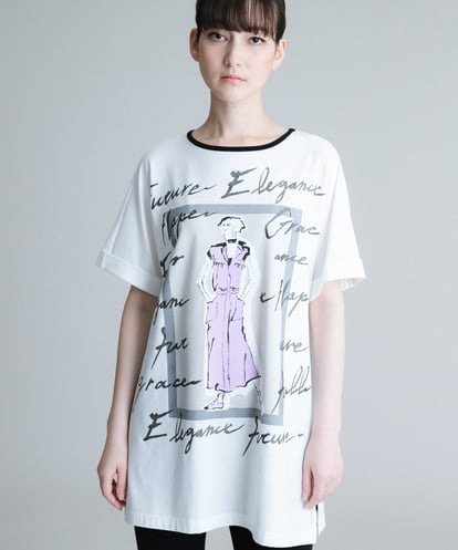 RSPHR12270 TRUNK HIROKO KOSHINO 【洗える/日本製】オリジナルプリントチュニックTシャツ