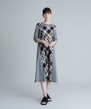 RSPHT04540 TRUNK HIROKO KOSHINO(ヒロココシノ) 【洗える】コットンポンチチェックワンピース ベージュ