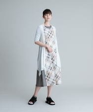 RSPHT04540 TRUNK HIROKO KOSHINO(ヒロココシノ) 【洗える】コットンポンチチェックワンピース ベージュ