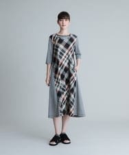 RSPHT04540 TRUNK HIROKO KOSHINO(ヒロココシノ) 【洗える】コットンポンチチェックワンピース ベージュ