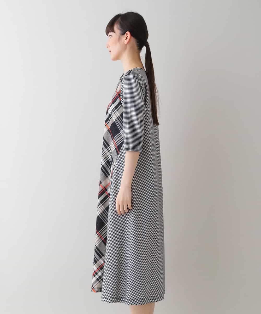 RSPHT04540 TRUNK HIROKO KOSHINO(ヒロココシノ) 【洗える】コットンポンチチェックワンピース ベージュ